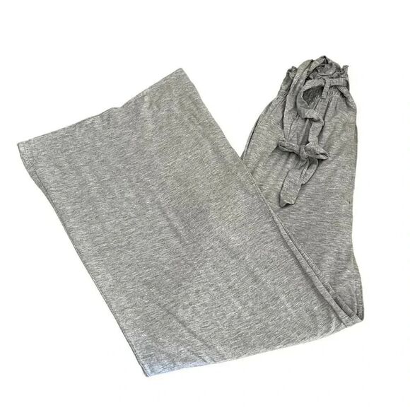 NWT Chaser  Paper Bag Waist Jersey Soft Wide Leg Heather Gray High Rise Pants M - Picture 8 of 13